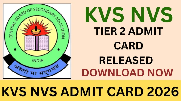 KVS NVS ADMIT CARD 2026